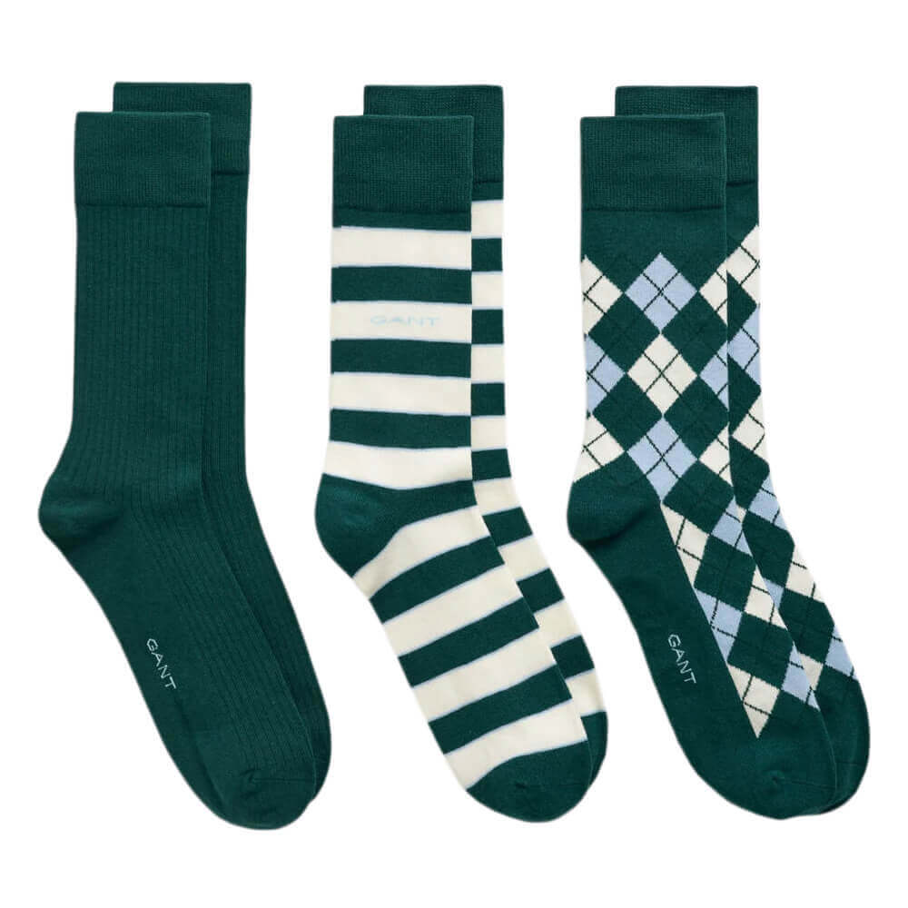 GANT 3-Pack Argyle & Striped Socks